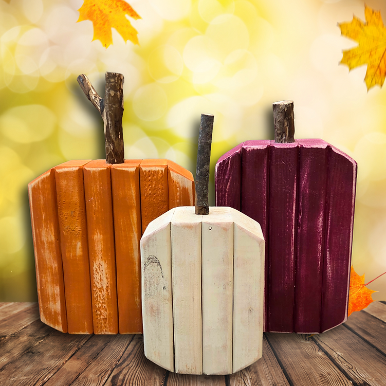 Wooden Fall Trio Pumpkins Decor